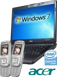 Bundle Notebook Windows 7 + 2 x Samsung SGH-E250